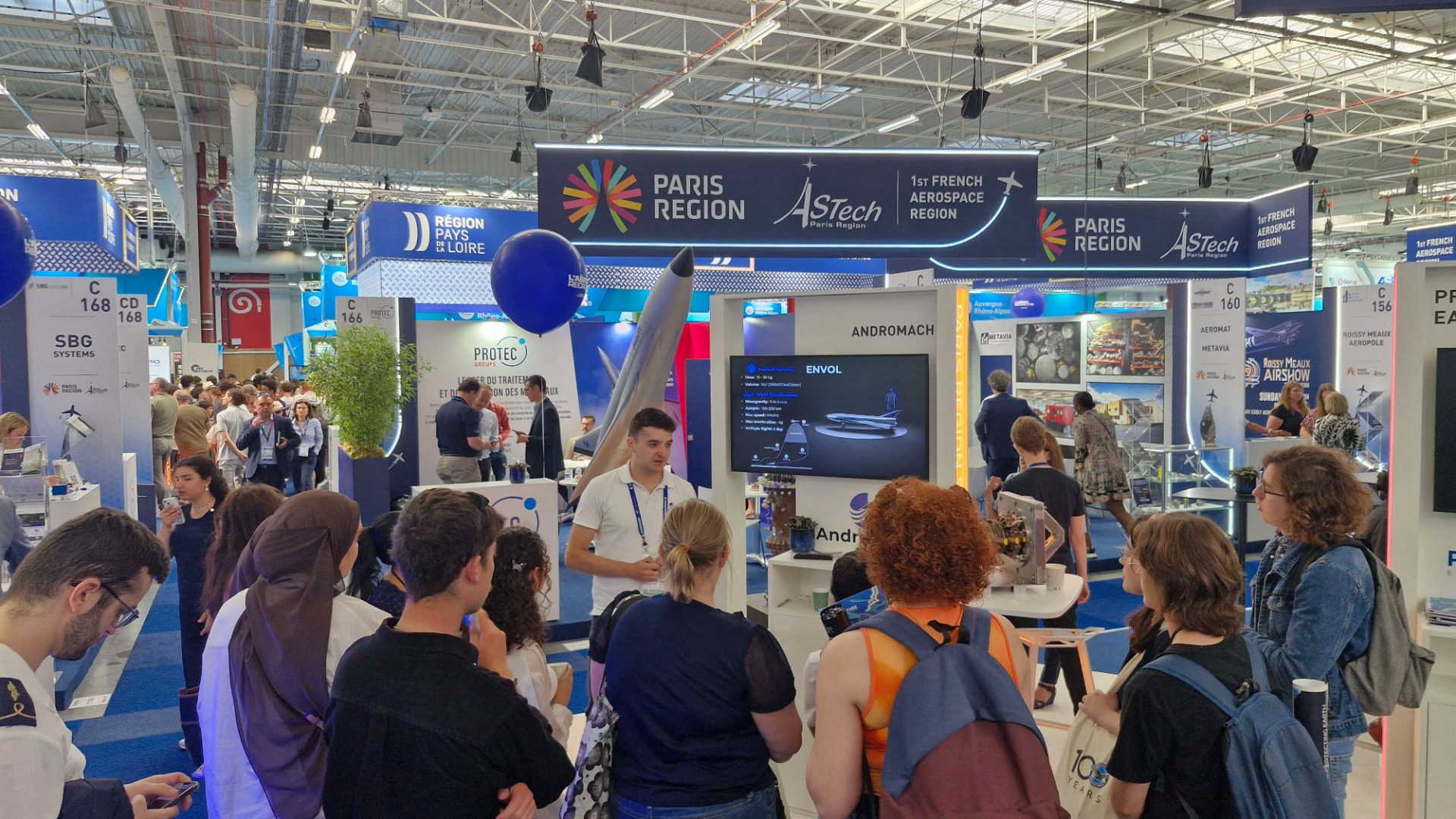 The AndroMach booth and Envol model at the ASTech Paris Region aerospace pavilion